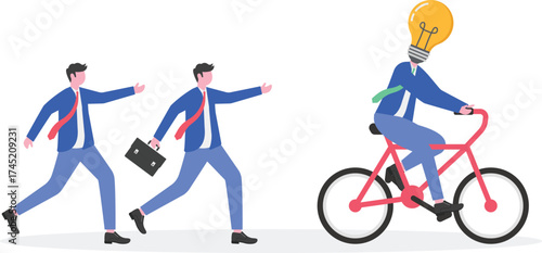 Running away idea, unattainable thought, search for new solutions concept.

