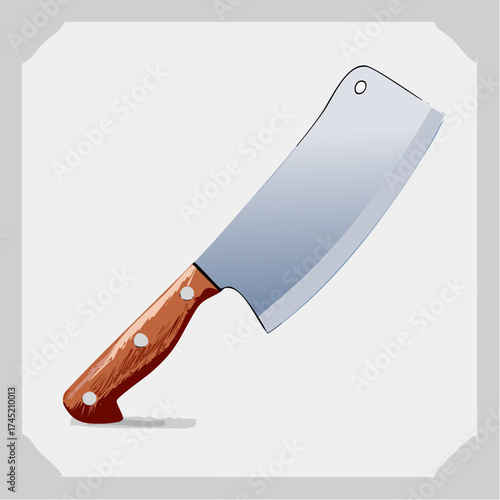 Butcher knife with wooden handle