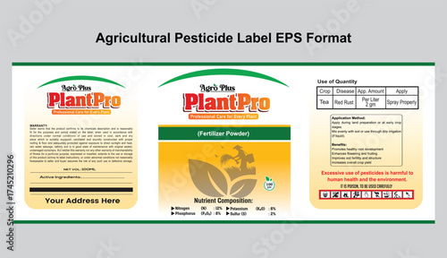 Organic Crop Protection Pesticide Label Template Vector Illustration