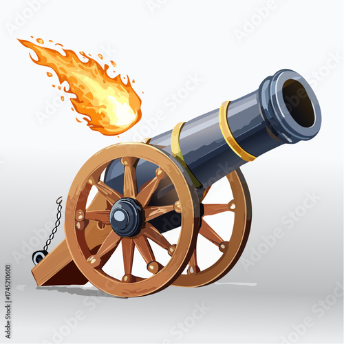 Cannon firing flaming projectile
