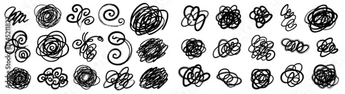 Hand-Drawn Floral Doodle Set, a cute collection of blossoms, botanical elements, petals, sprigs, leaves and swirls for whimsical stationery, graphic design, invitations, romantic decoration, scrapbook