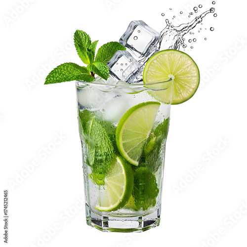 Refreshing Mojito Cocktail with Mint and Lime on Black