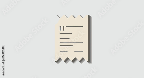 Minimalist 3d receipt icon on light background for financial apps