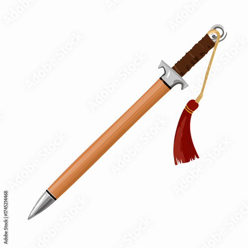 Chinese sword tassel ornament isolated