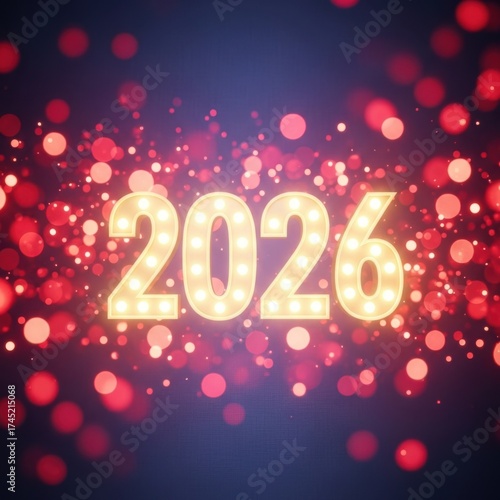 Wallpaper Mural Glowing 2026 year number surrounded by festive bokeh lights Torontodigital.ca