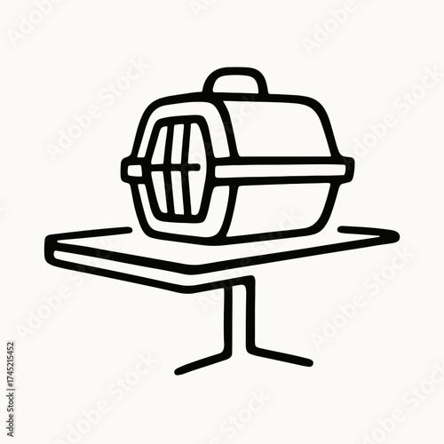 Cat carrier on exam table