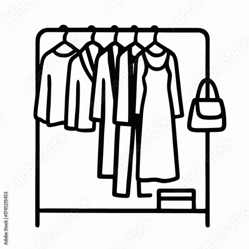 Capsule wardrobe on open rack