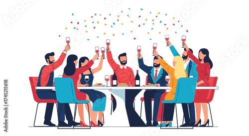 Group of People Celebrating with Drinks at a Table.