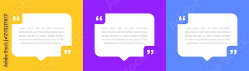 Bubble testimonial banner, quote, infographic. Social media post template designs for quotes. Empty speech bubbles, quote bubbles and text box. Vector illustration