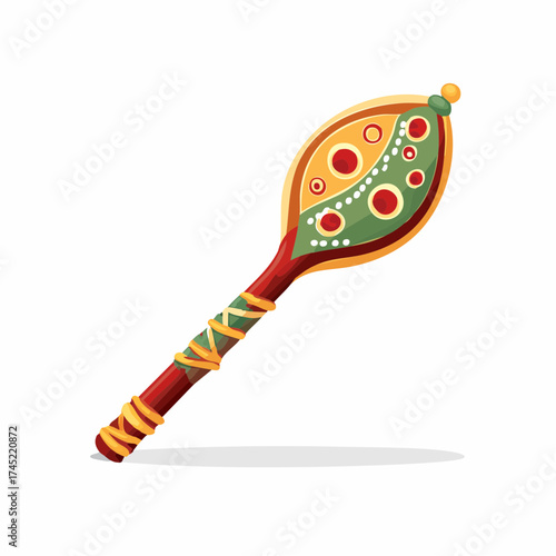 Decorative ceremonial staff with painted symbols
