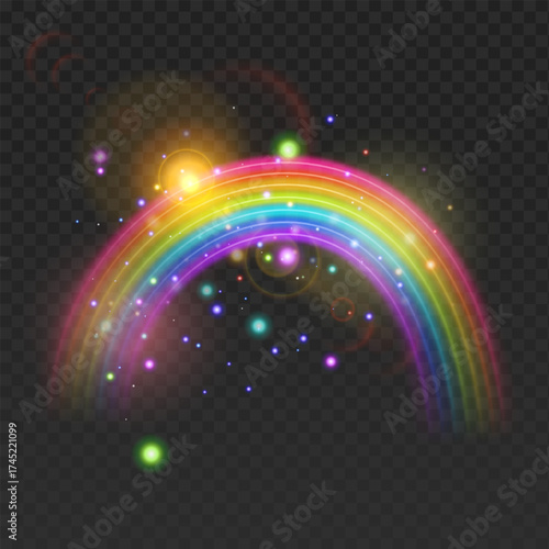 Multi coloured rainbow stripes isolated on dark, light effect Vector format