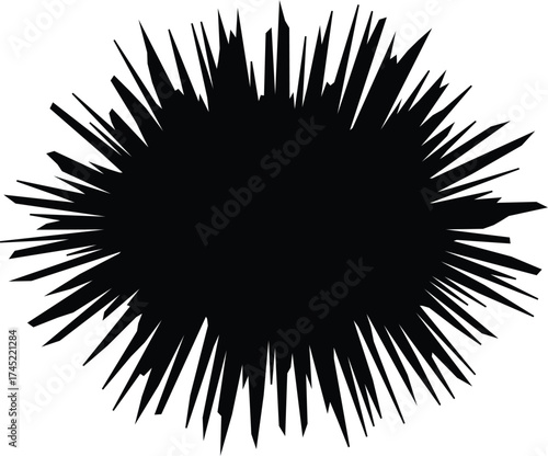 Black Burst Silhouette: Abstract Explosion Graphic Element