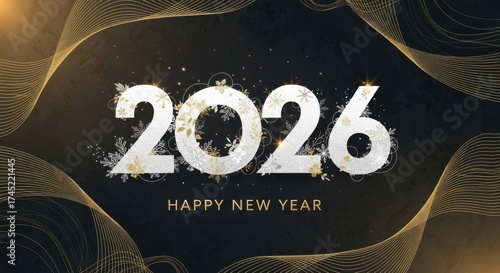 Wallpaper Mural Happy new year 2026 with a textured dark background and golden accents Torontodigital.ca