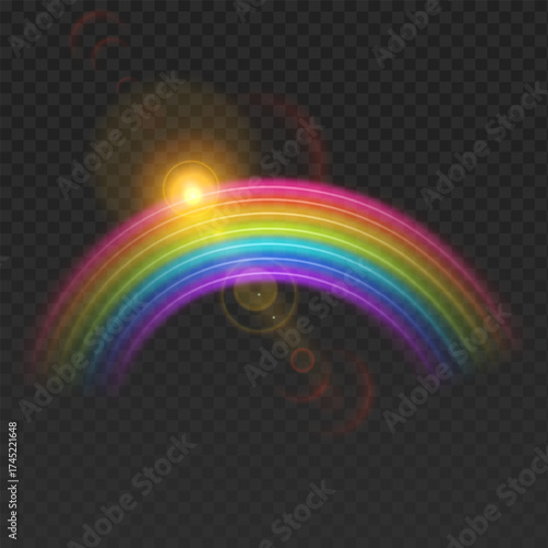 Multi coloured rainbow stripes isolated on dark, light effect Vector format