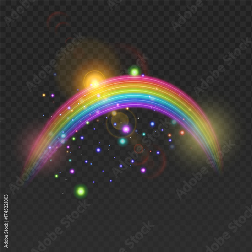 Multi coloured rainbow stripes isolated on dark, light effect Vector format