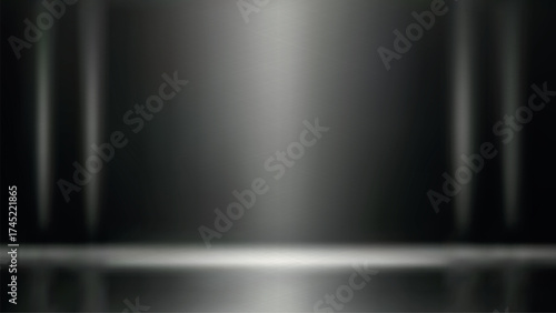 Rich gunmetal metallic background with floor reflection shine