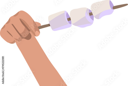 Vector isolated illustration of marshmallows for roasting on a white background.