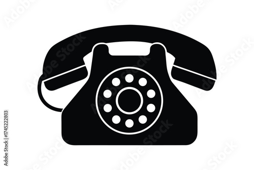 Classic red retro rotary dial phone is a vintage communication object