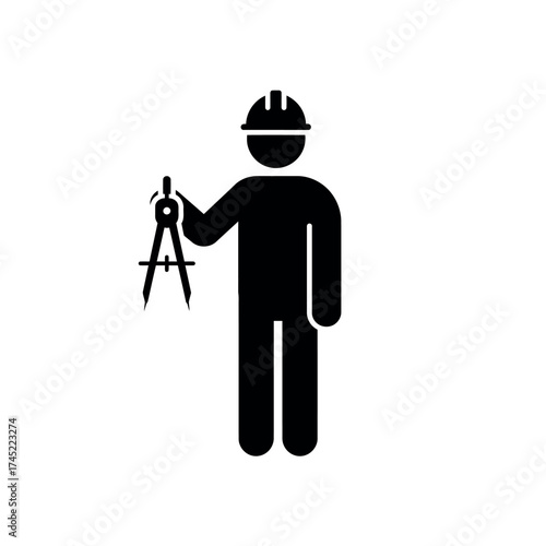 Architectural Engineer Holding a Compass Icon.