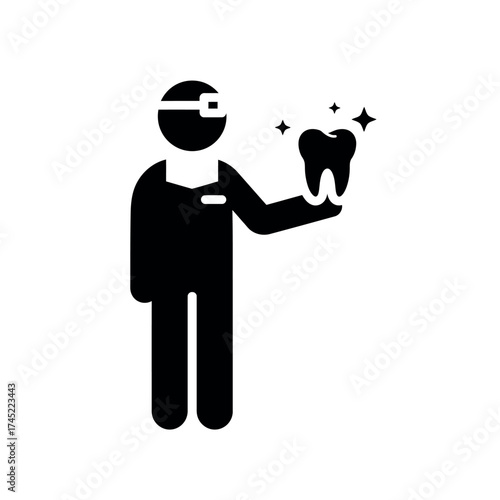 Dentist holding a sparkling tooth representing dental care and hygiene.