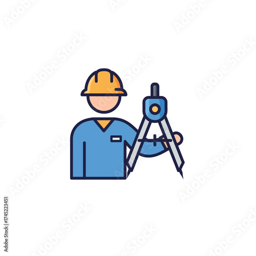 Engineer holding compass tool for construction and design.