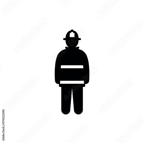 Simple black firefighter vector graphic illustration.