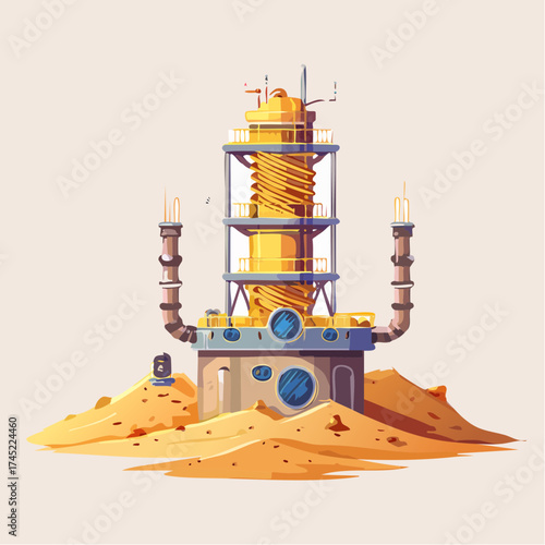 extraterrestrial structure rising from desert terrain