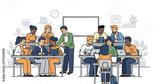 Diverse Group Engaged in Collaborative Learning Session.