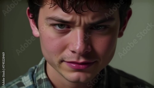 Holding It In: Young Man Suppressing a Smile