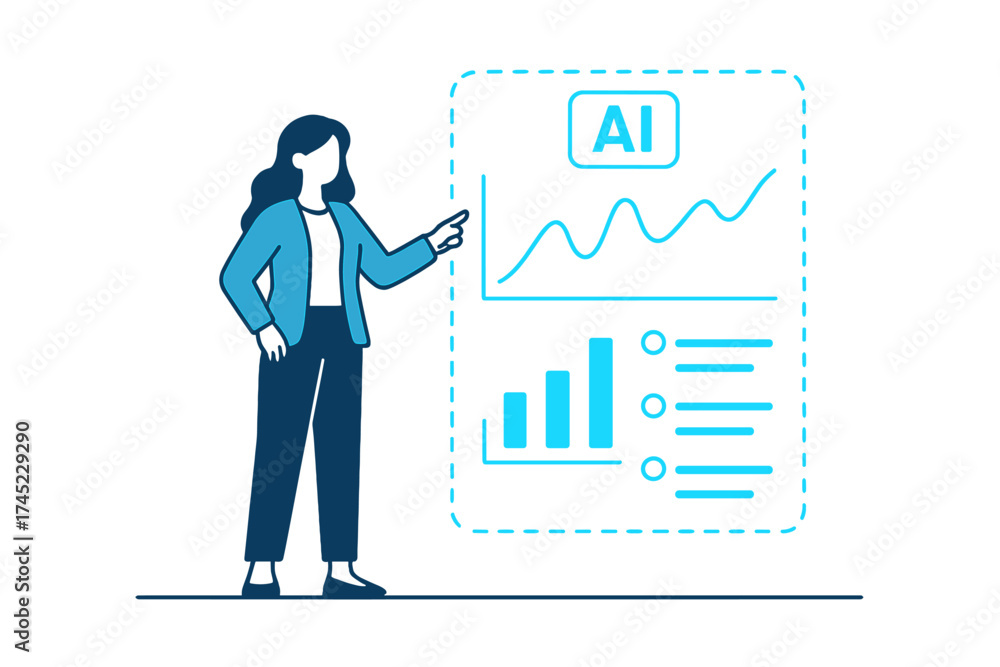 Fototapeta premium Futuristic concept of artificial intelligence and data analytics with holographic display