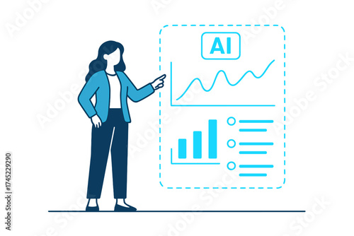 Futuristic concept of artificial intelligence and data analytics with holographic display