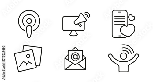 Minimalist icons for digital media and communication