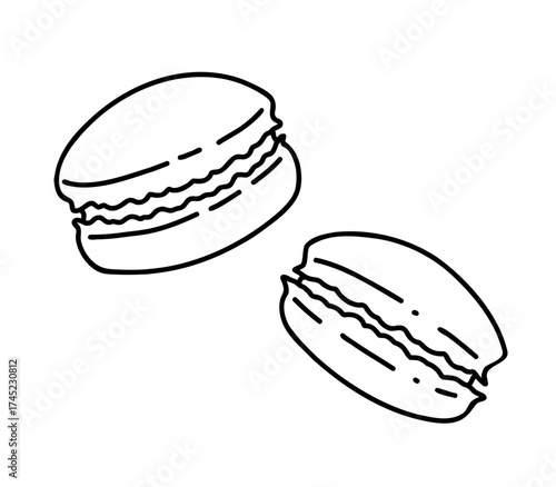 Sweet macaroons line icon. Simple sweetness flat design pictogram, clipart vector illustration for app logo web banner button ui ux interface elements isolated on white background