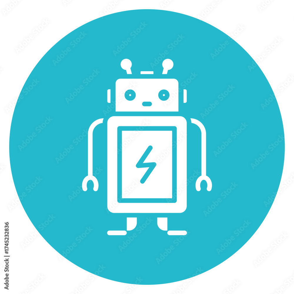 Naklejka premium Robot Battery icon vector image. Can be used for Science Fiction.