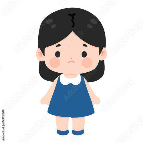 Cartoon Illustration of a Sad Girl