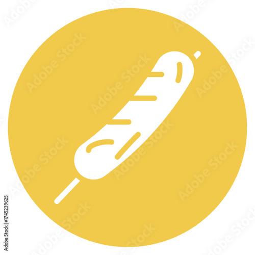 Sausage on a Stick icon vector image. Can be used for Festa Junina.