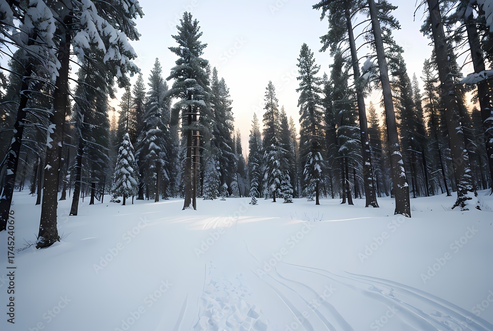 Fototapeta premium winter forest in the morning