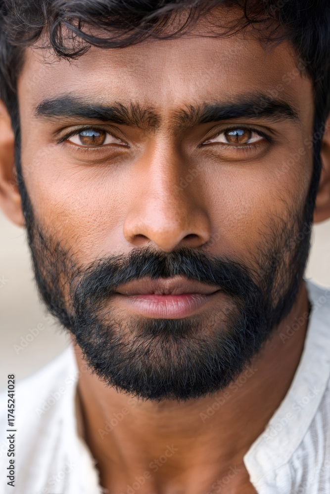 Fototapeta premium South asian bearded man portrait looking directly