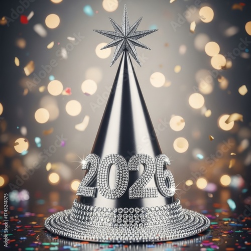 Wallpaper Mural Sparkling silver new year s eve party hat with bokeh lights Torontodigital.ca
