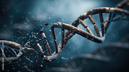 Broken DNA strand molecular damage concept