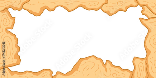 Rustic wood grain border frame vector illustration. Hand drawn wood sign banner template