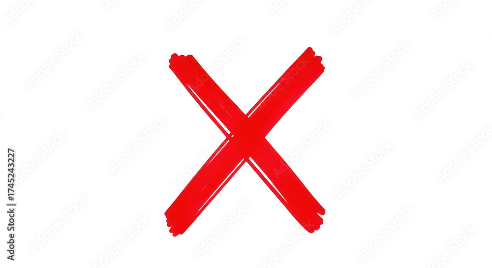Fototapeta premium Red x mark symbol isolated on transparent background