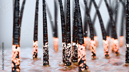 Treatment against Dandruff, Serum nourish, Dermatitis occur, hair care. Anti-dandruff, shampoo removes dandruff on hair and scalp, restoring damaged hair and skin, Medical beauty concept, 3d render