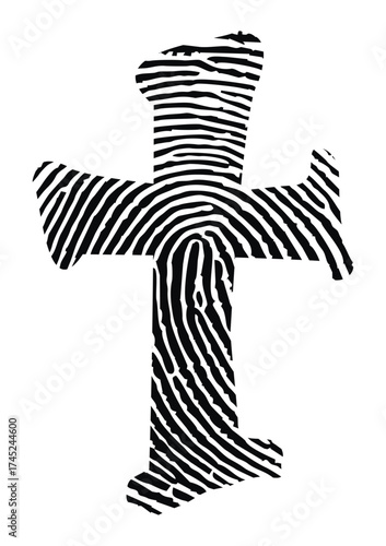 Fingerprint cross, Christian cross vector design, Religious clipart, Easter cross sign