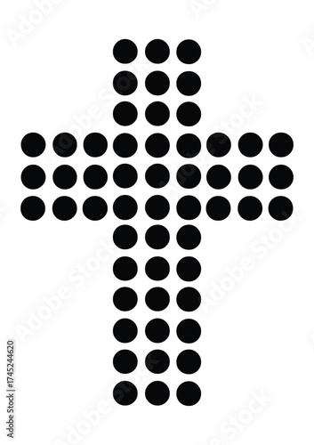 Christian cross vector design made of dots, Religious clipart, Easter cross sign