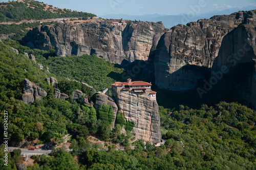 Old monastery nestled on rugged rocky peak
