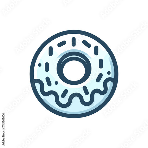 A colorful donut with icing and sprinkles on a white background, perfect for dessert themes