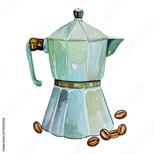 Watercolor moka pot⁠
