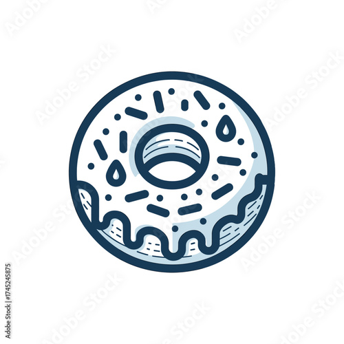 A delicious, frosted donut with sprinkles, set against a simple white background, ideal for food blogs