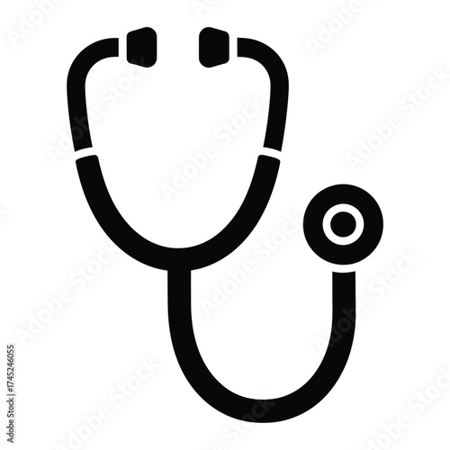 Black stethoscope icon on white medical healthcare